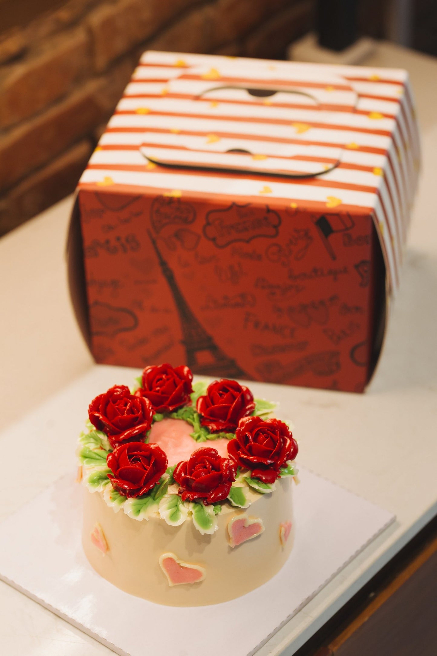 Heart Red Rose Sweet Cake